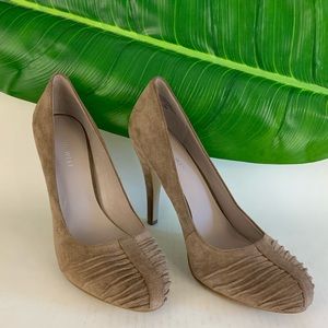 Nine West Taupe Suede Pumps.